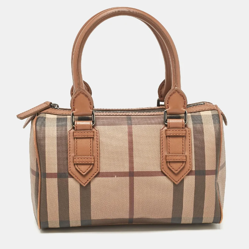 Designer bags with top handlesBrown Smoked Check PVC and Leather Chester Boston Bag