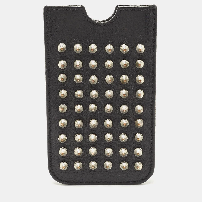 Best-selling designer bags 2025Black Spike Studded Leather Phone Pouch