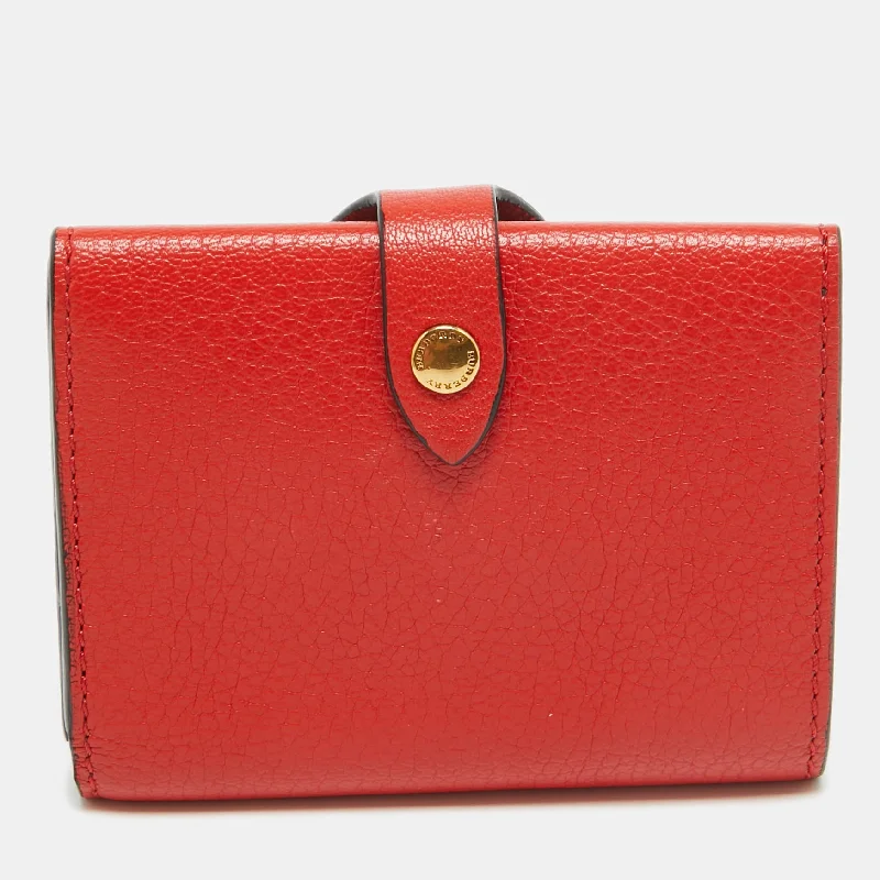 Designer bags with gold hardwareRed Leather Harlow Compact Wallet