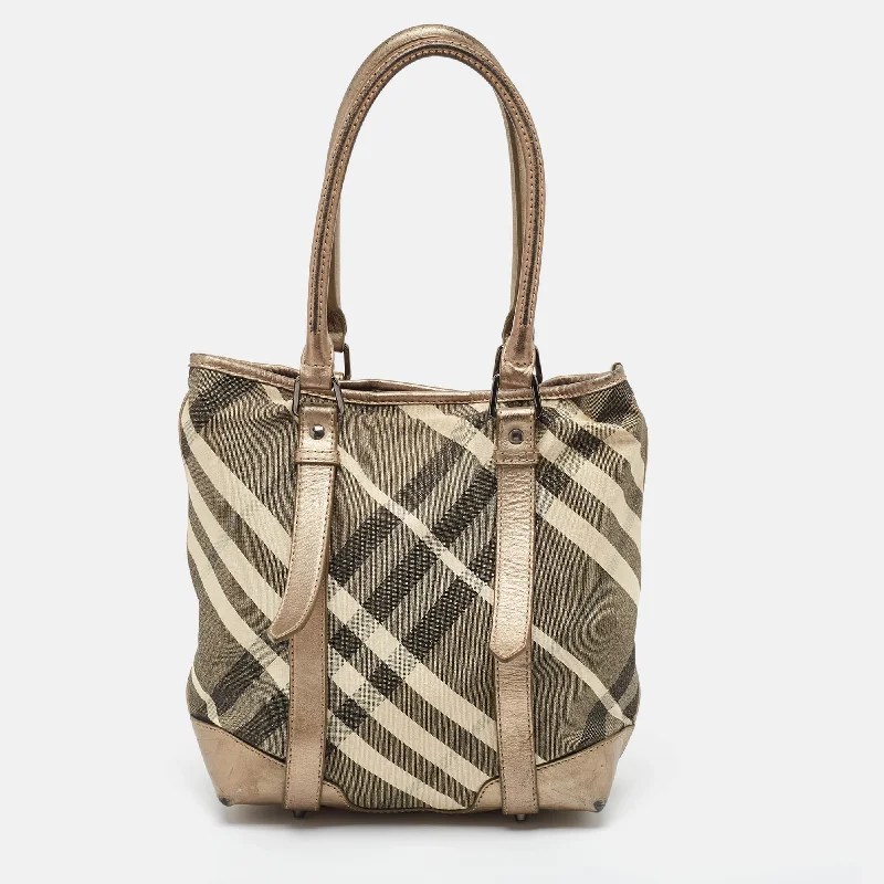 Best-selling designer bags 2025Metallic Beat Check Shimmer Canvas and Leather Snap Tote