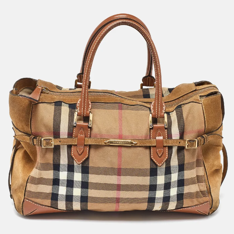 Vintage-inspired handbagsMulticolor House Check Canvas,Suede and Leather Tote