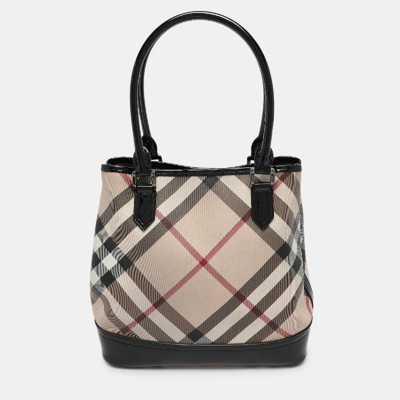 Vintage-inspired handbagsBeige/Black Nova Check PVC and Patent Leather Eden Tote