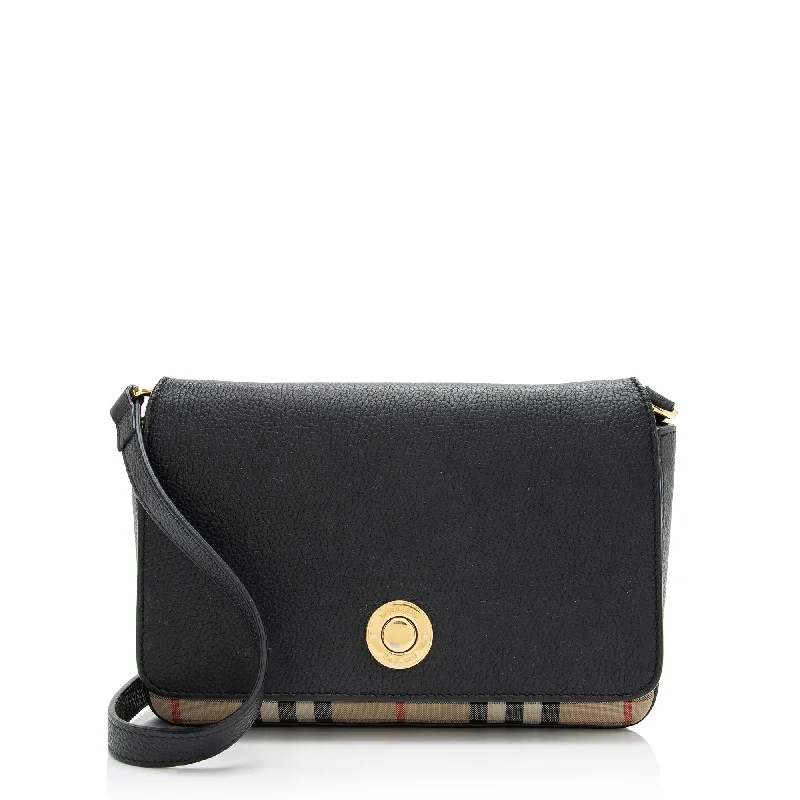 High-end designer bags for menBurberry Grainy Calfskin Vintage Check Hampshire Crossbody Bag (SHF-LGcYMb)