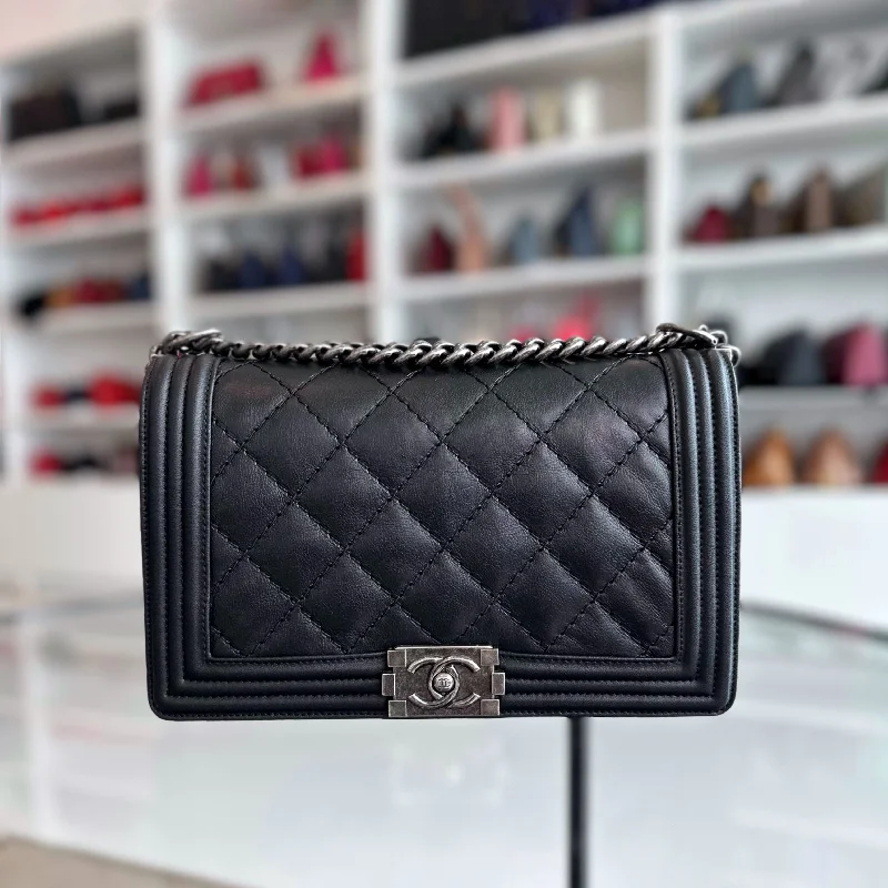 Chanel bags available in bold colors and patternsBoy New Medium 28CM Lambskin Black RSHW No 18