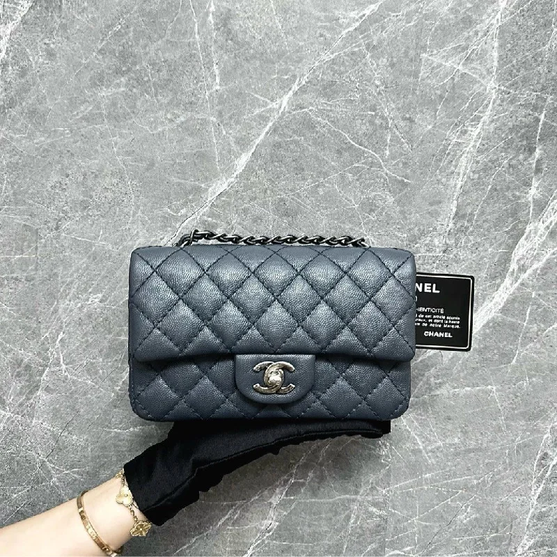 Chanel Handbag with Adjustable Strap for ComfortCaviar Classic Flap Mini Rectangular Dark Grey No23