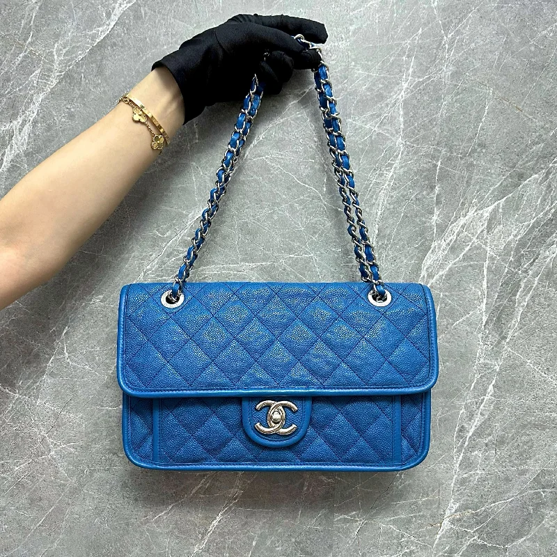 Chanel bags for women with a taste for high fashionCaviar Medium Flap French Riviera Quilted Blue SHW No 15