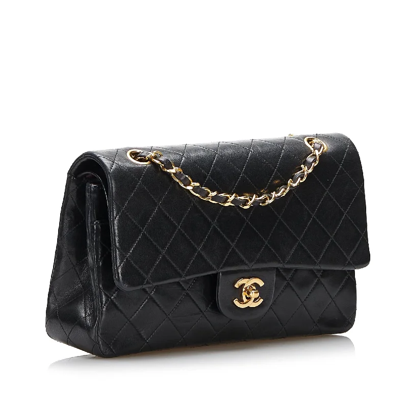 Chanel bags with iconic gold chainsChanel Classic Medium Lambskin Double Flap Bag (szWy8L)