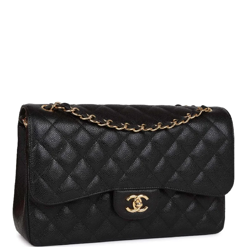 Chanel Designer Handbag with Unique DesignChanel Jumbo Classic Double Flap Bag Black Caviar Gold Hardware