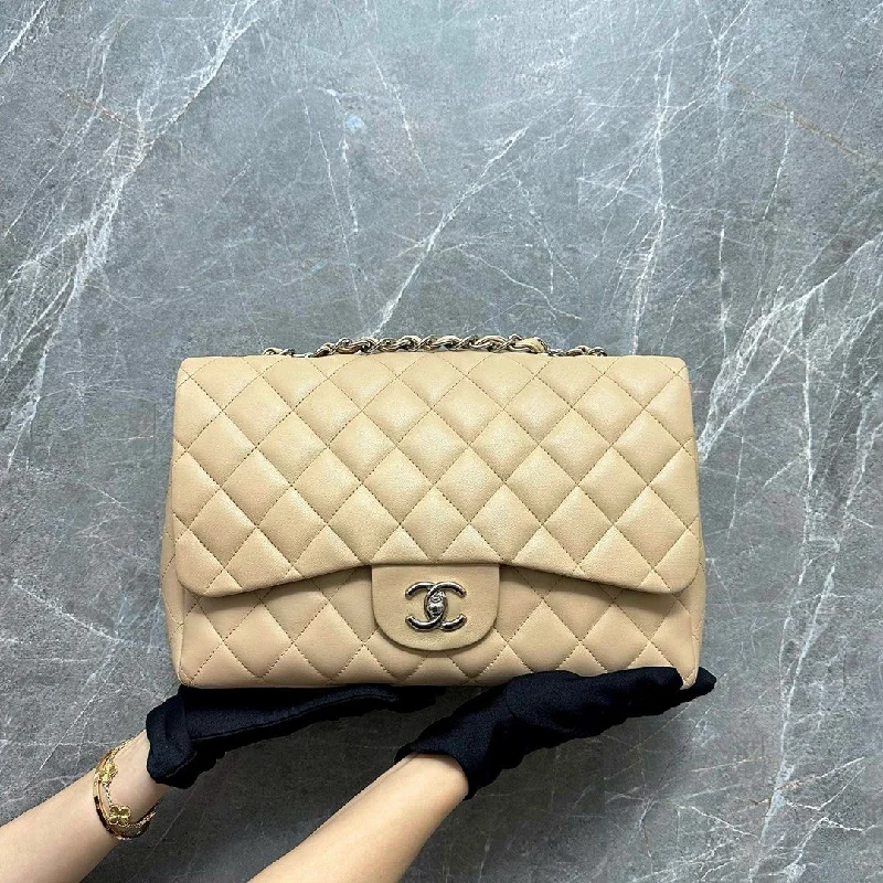 Chanel bags as wedding day accessoriesJumbo Classic Flap Single Flap Beige Lambskin No 13