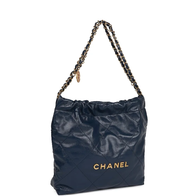 Chanel classicChanel Large 22 Bag Navy Lambskin Antique Gold Hardware