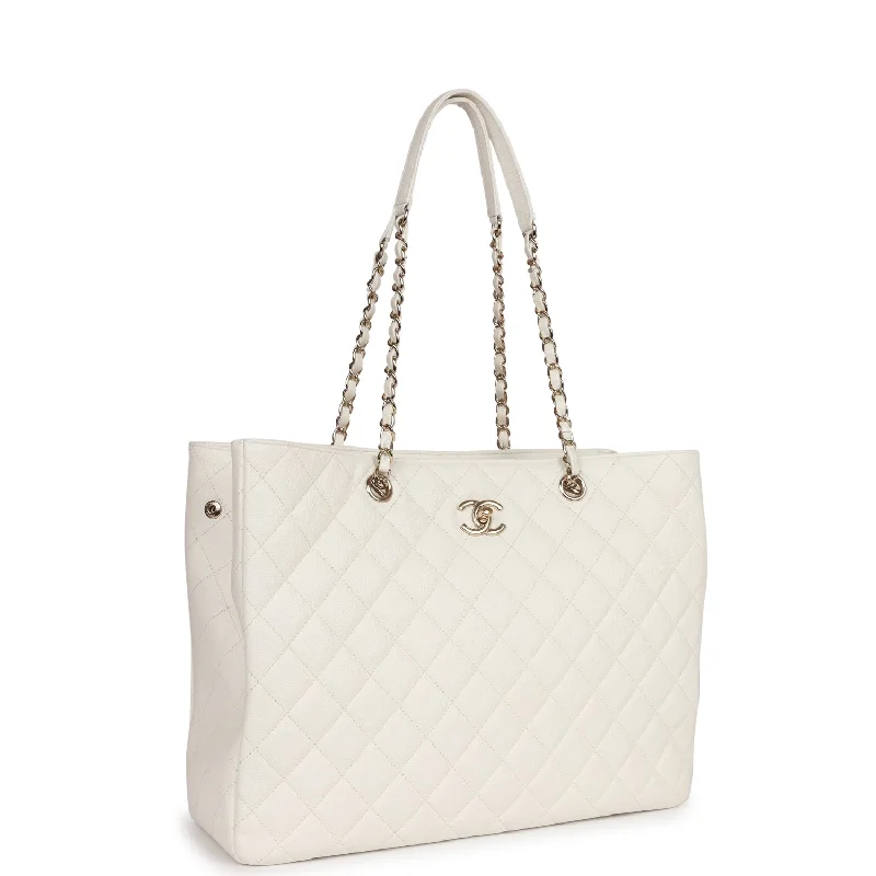 Chanel bags with adjustable chain strapsChanel Large Classic Timeless Tote White Caviar Light Gold Hardware