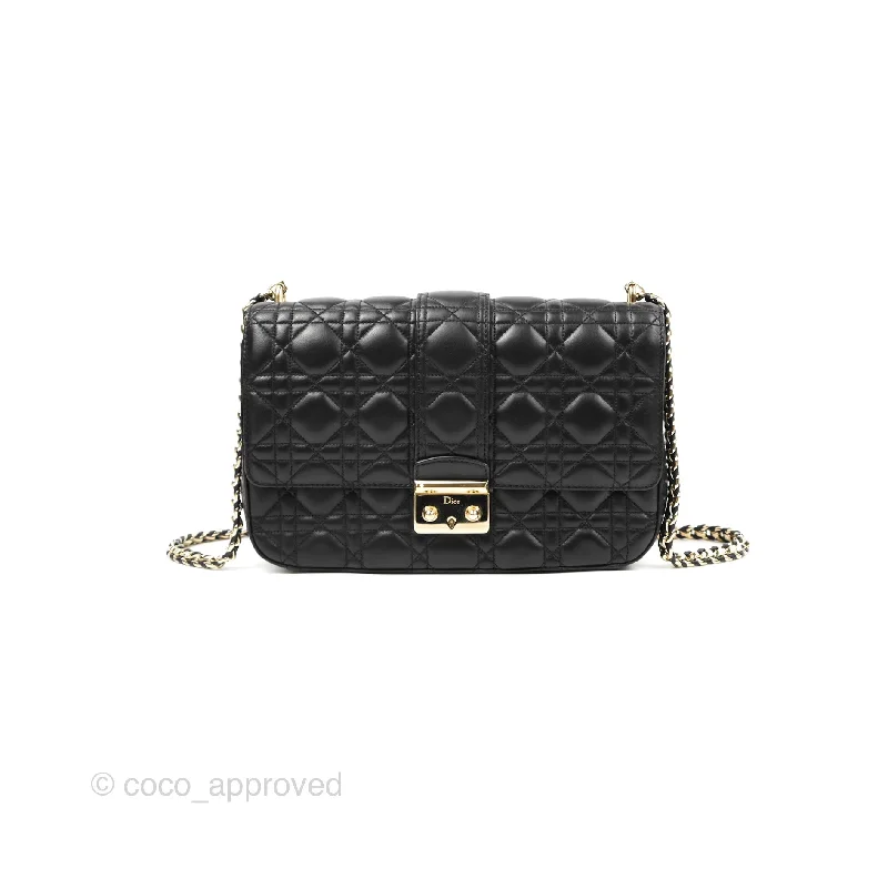 Chanel Vintage Inspired Handbag for Retro LoversChanel Medium Miss Dior Flap Bag Black Cannage Lambskin Gold Hardware