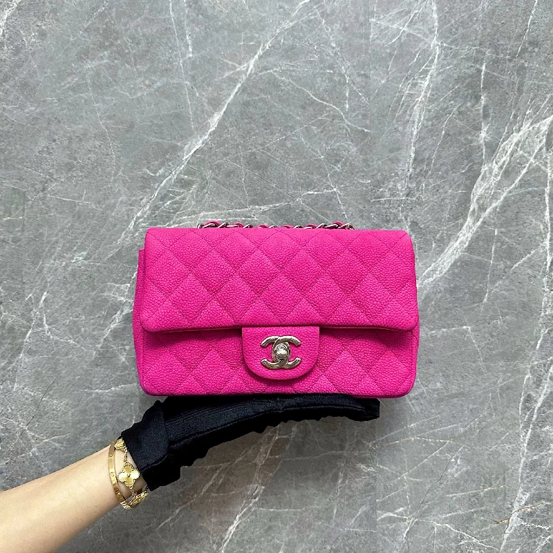 Chanel bags with modern touchesMini Caviar Classic Flap Suede Calfskin Hot Pink SHW No 17