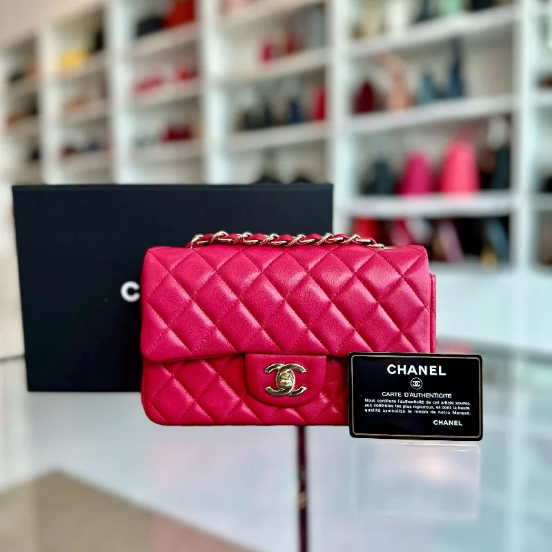 Chanel Black Handbag for Business MeetingsMini Rectangular Classic Flap Lambskin Pink GHW No 21