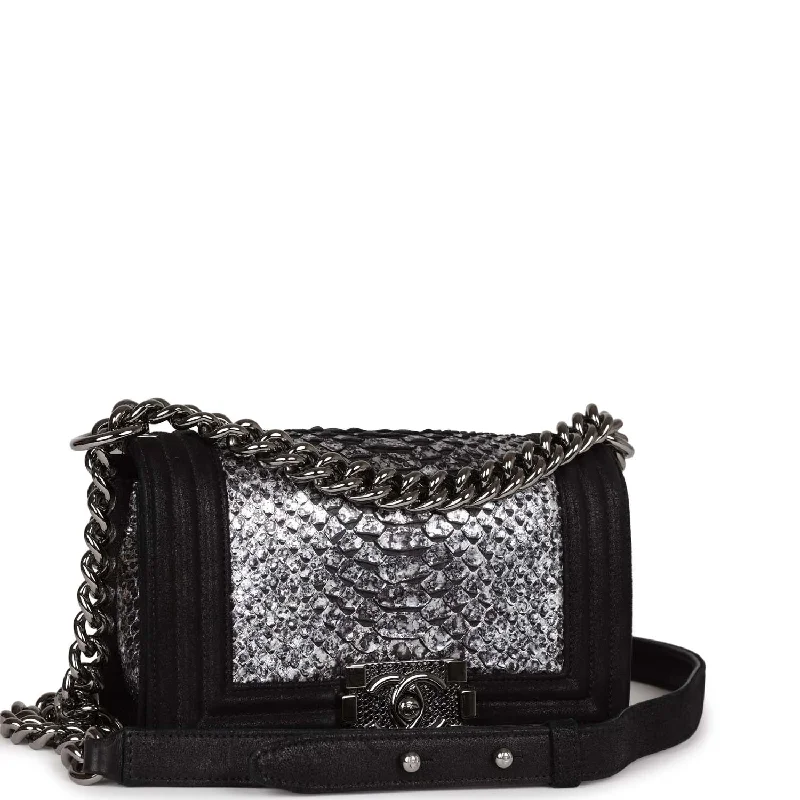 Chanel bags for those who value investment piecesChanel Small Boy Bag Black Suede and Silver Python Silver Hardware