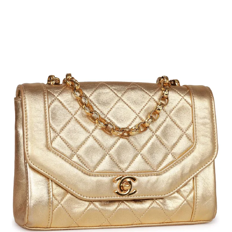 Chanel bags with chain and leather strap combinationsVintage Chanel Flap Bag Gold Metallic Lambskin Gold Hardware