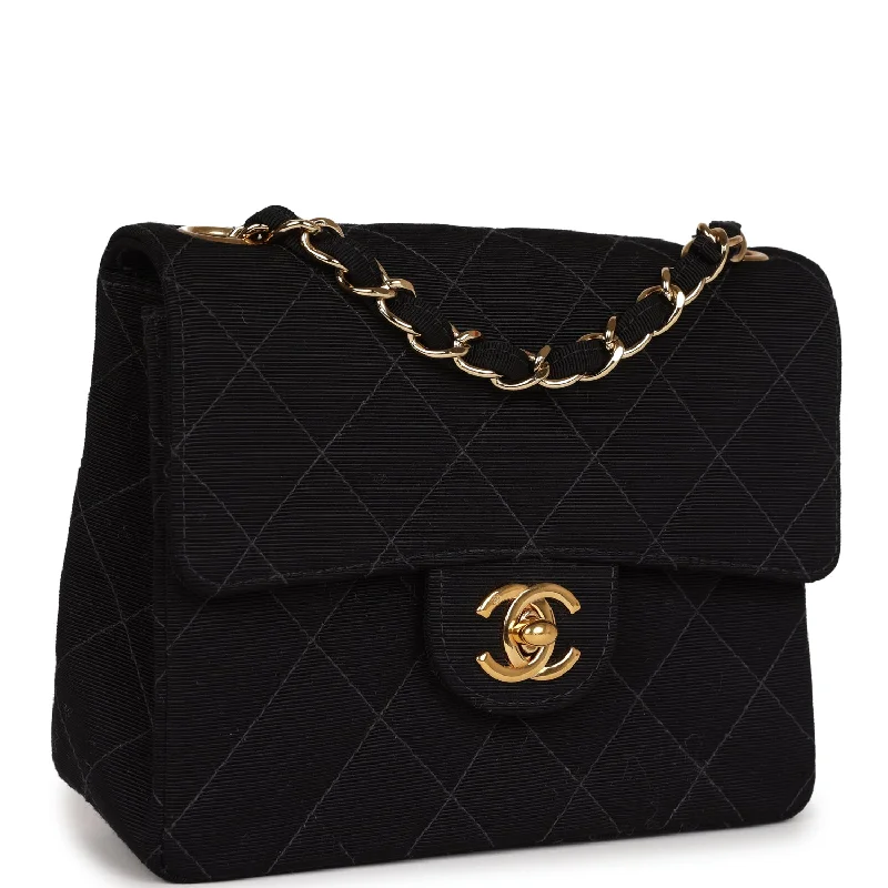 Chanel bags for women with minimalist styleVintage Chanel Mini Square Flap Bag Black Canvas Gold Hardware