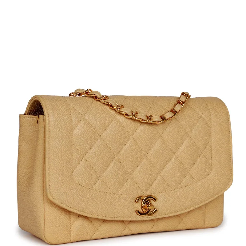 Chanel bags for the minimalist fashionVintage Chanel Medium Diana Flap Bag Beige Caviar Gold Hardware