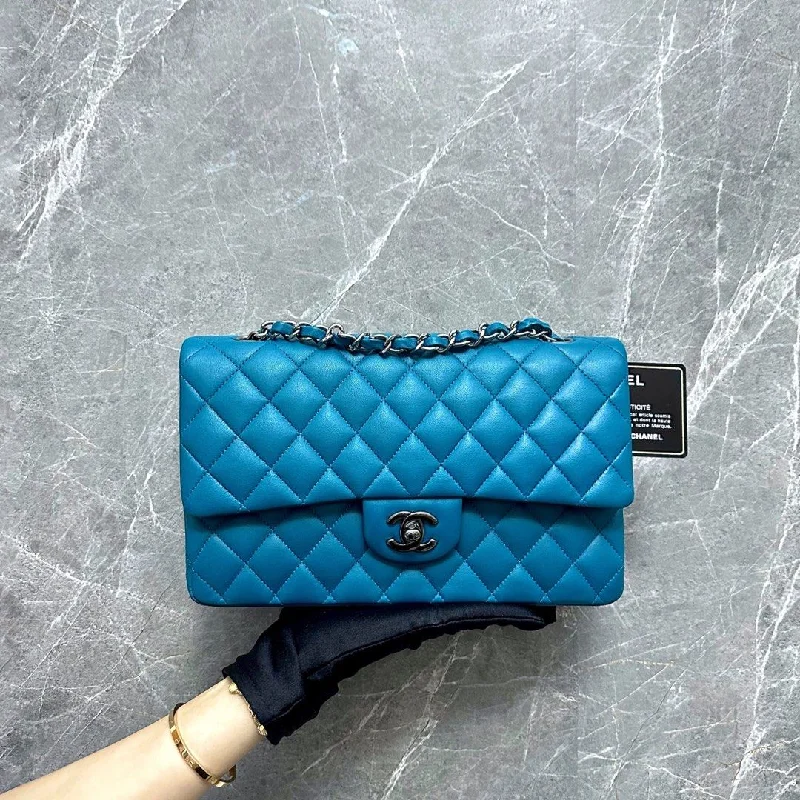 Chanel Small Crossbody Bag for Travel*Like New* Medium 25cm Lambskin Blue BHW No 15