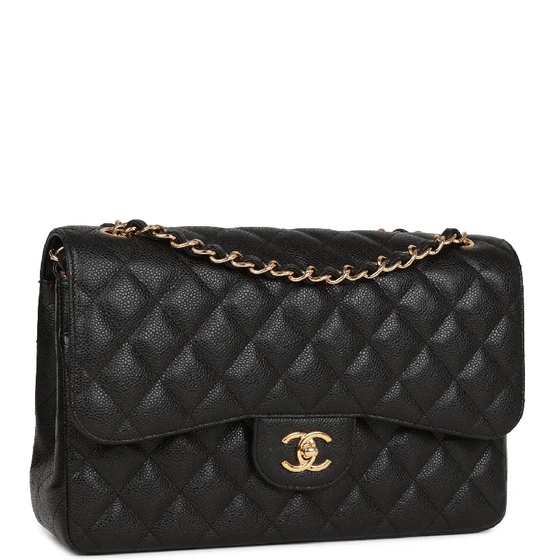 Chanel bags with exclusive seasonal designs and materialsChanel Jumbo Classic Double Flap Bag Black Caviar Gold Hardware