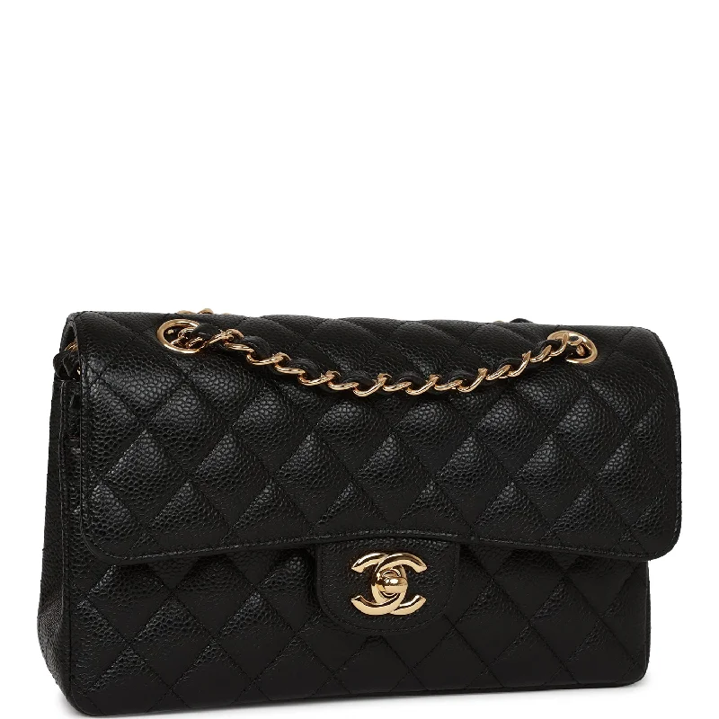 Chanel bags as wedding day accessoriesChanel Small Classic Double Flap Bag Black Caviar Gold Hardware