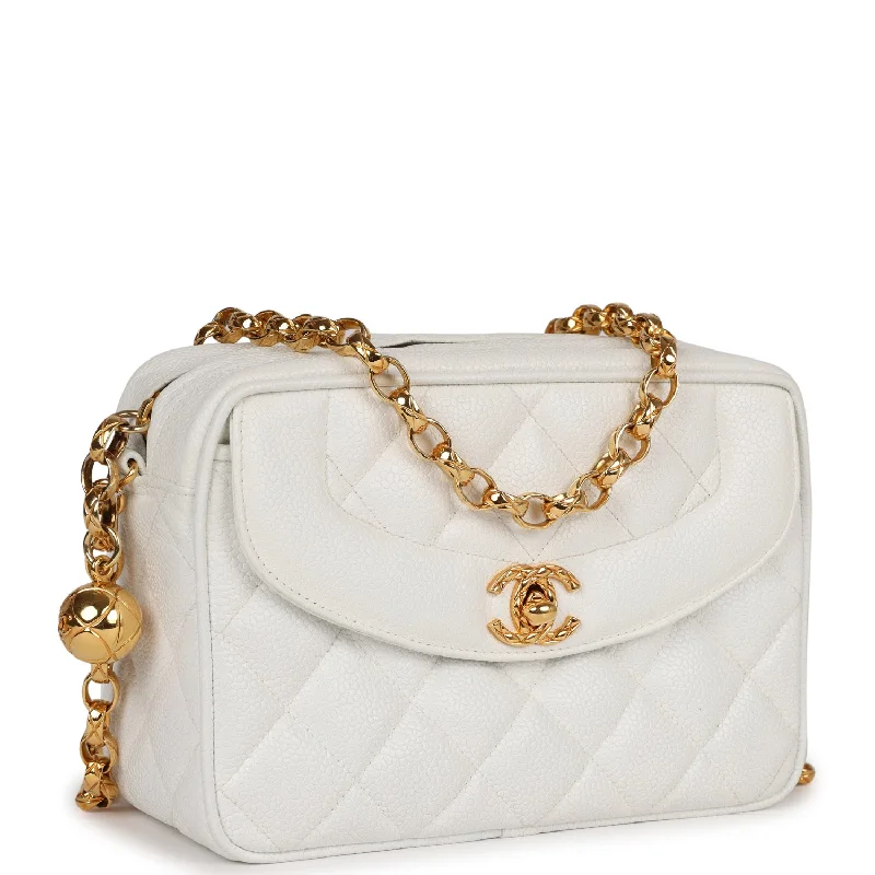 Chanel Designer Handbag with Unique DesignVintage Chanel Camera Bag White Caviar Gold Hardware