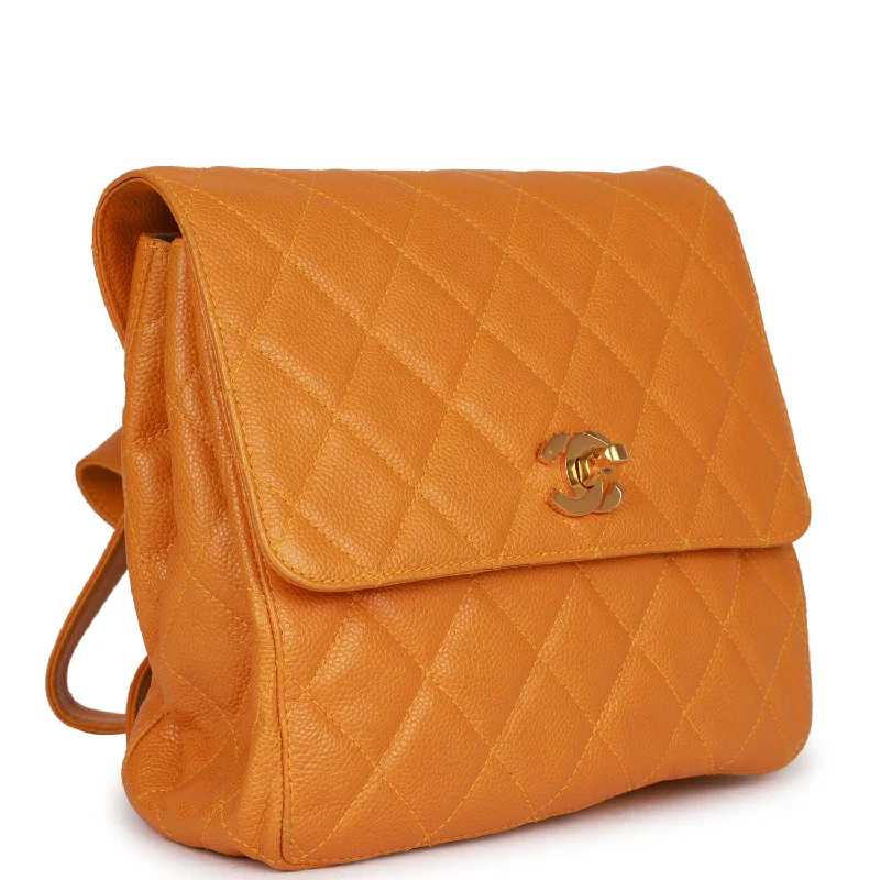 Chanel bags with the perfect balance of luxury and functionalityVintage Chanel Flap Backpack Orange Caviar Gold Hardware