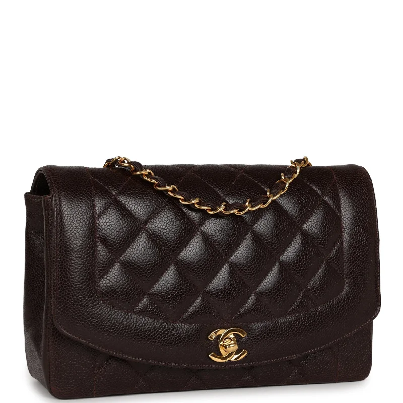 Chanel classicVintage Chanel Medium Diana Flap Bag Brown Caviar Gold Hardware