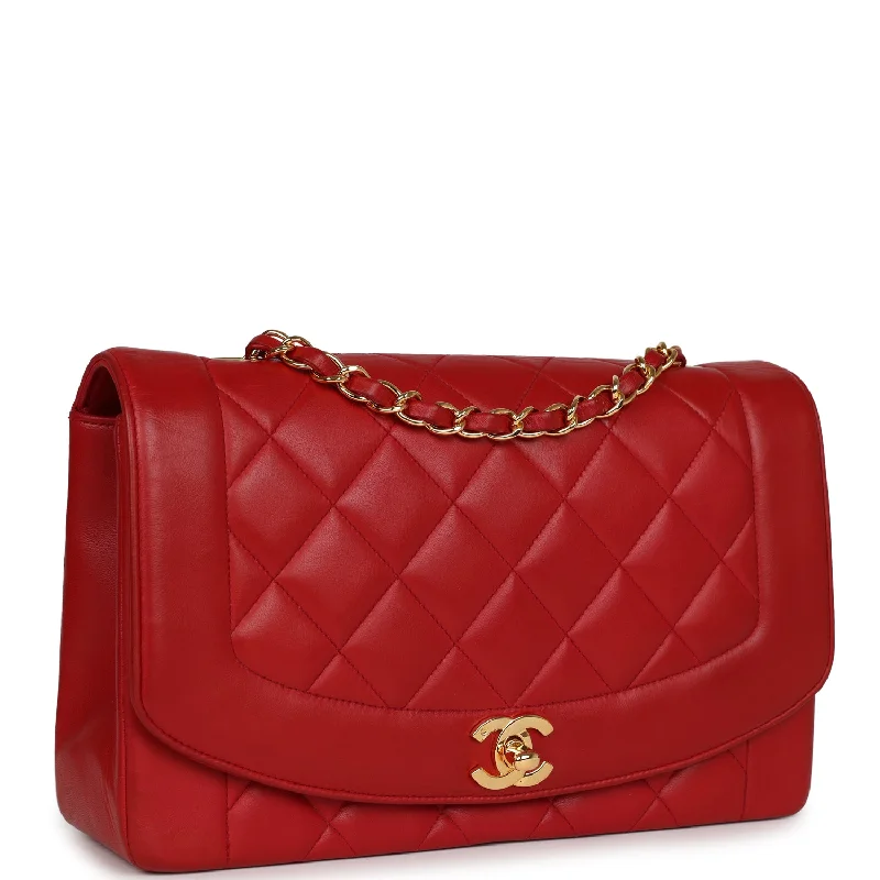 Chanel bags available at online luxury retaileVintage Chanel Small Diana Flap Bag Red Lambskin Gold Hardware