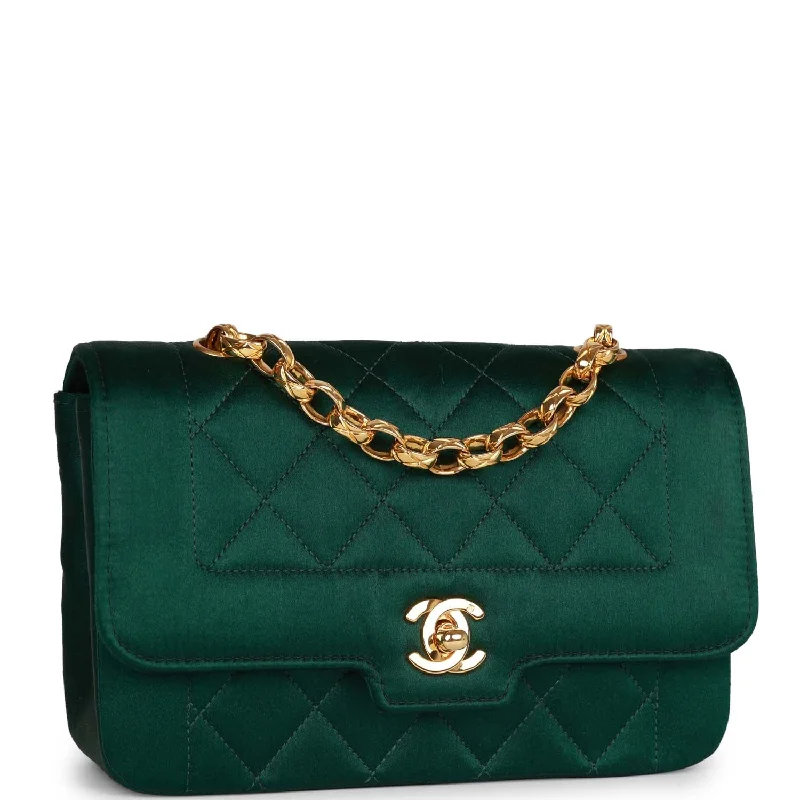 Chanel bags with gold, silver, and pearl accentsVintage Chanel Mini Flap Bag Green Satin Gold Hardware