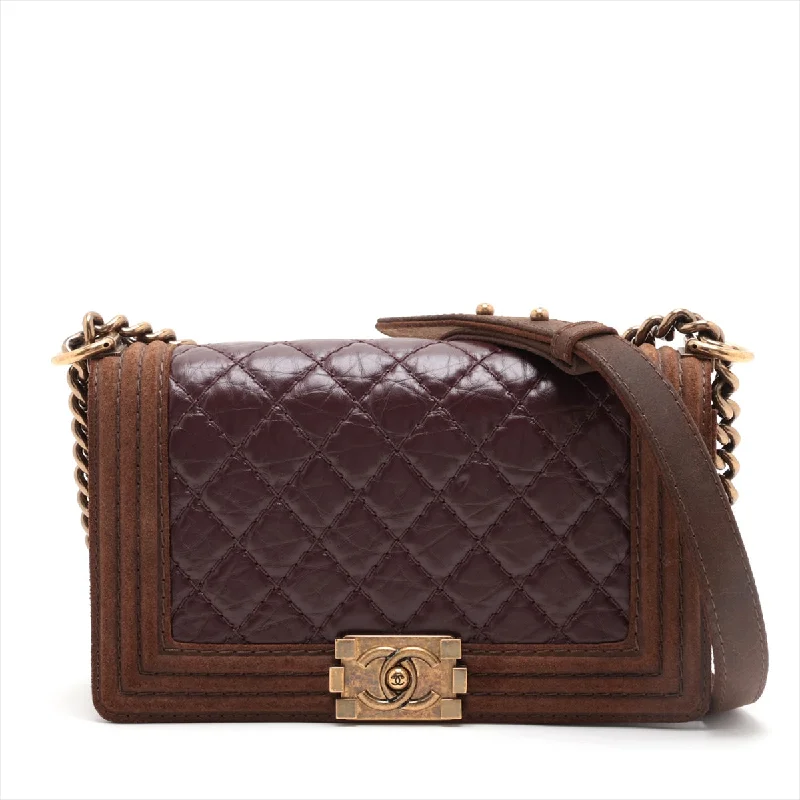 Chanel Quilted Leather Shoulder Bag for FashionistasChanel Boy Chanel Leather X Chain Shoulder Bag Bordeaux X Brown G  18th