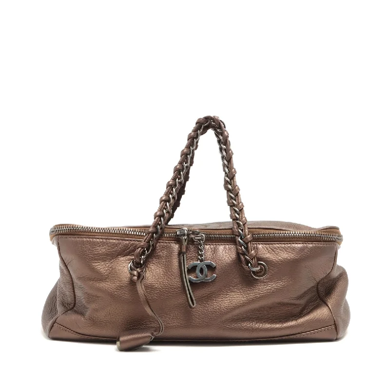 Chanel bags with adjustable chain strapsChanel Coco Leather Chain Shoulder Bag Brown Silver G