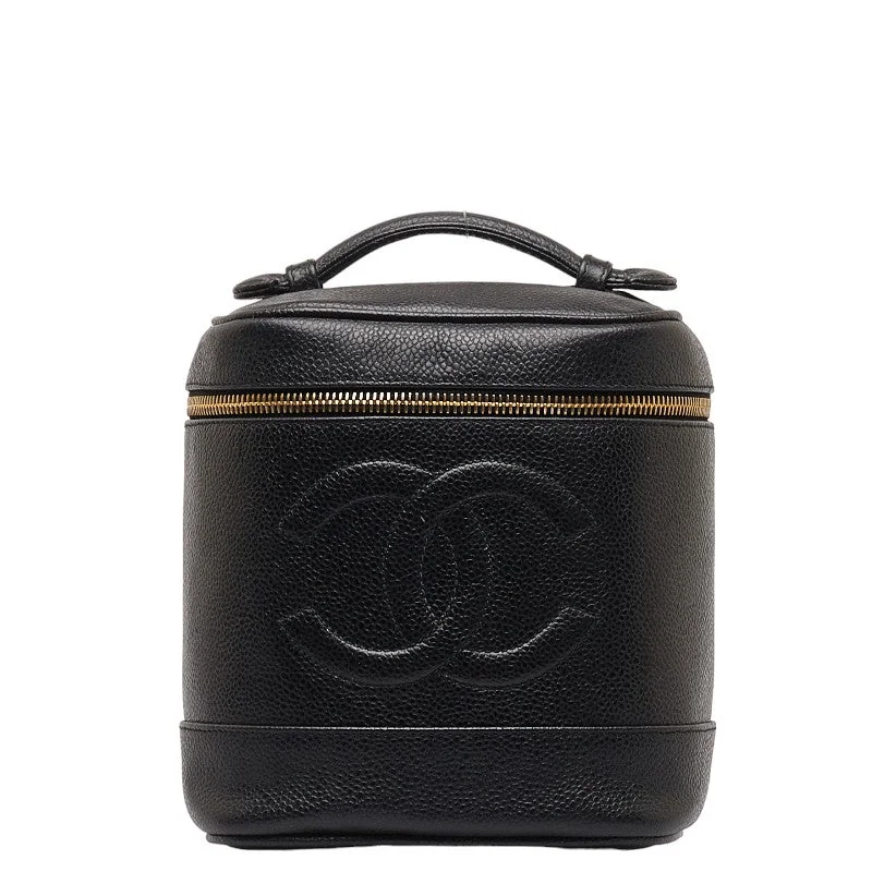 Chanel bags with intricate metal hardwareChanel Coco Vanity Bag  Pouch A01998 Black Caviar S  Chanel