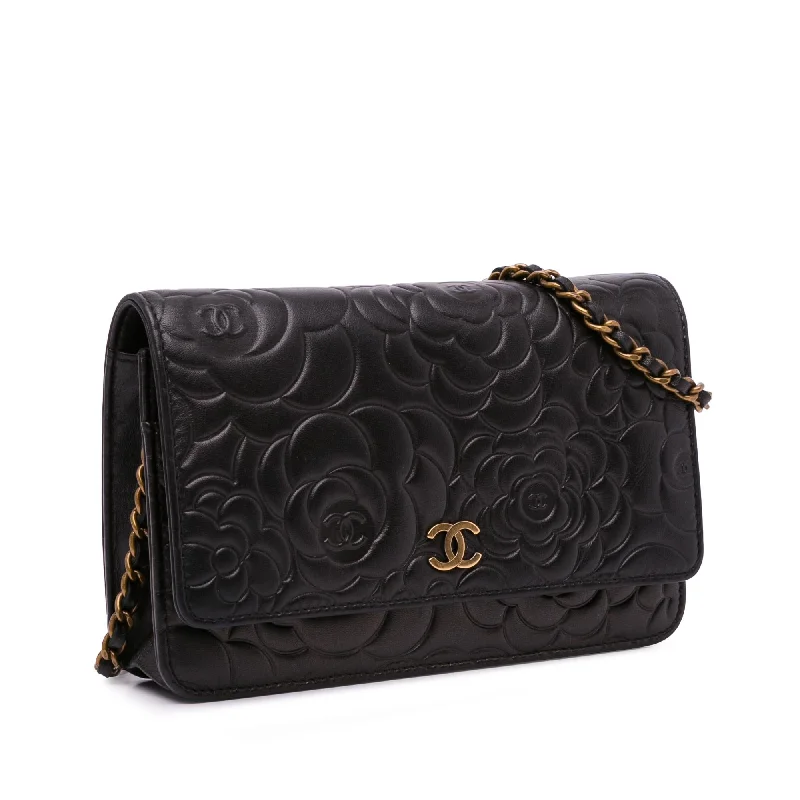 Chanel New Arrival Handbag with Gold HardwareChanel Lambskin Camellia Wallet On Chain (uwF0Rj)