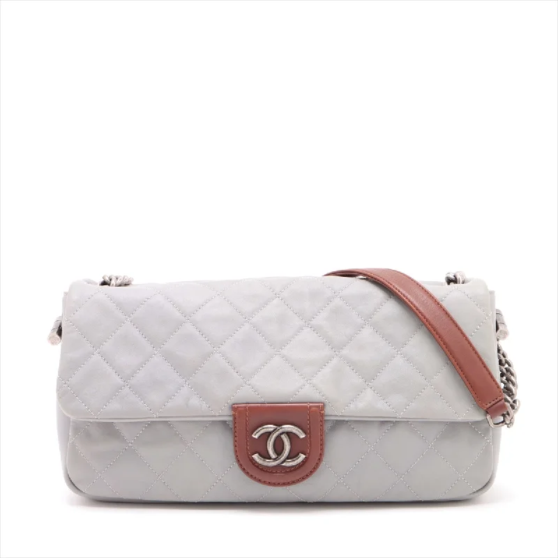 Chanel Small Crossbody Bag for TravelChanel Matrasse  Chain Shoulder Bag Grey x Brown Gummetal G