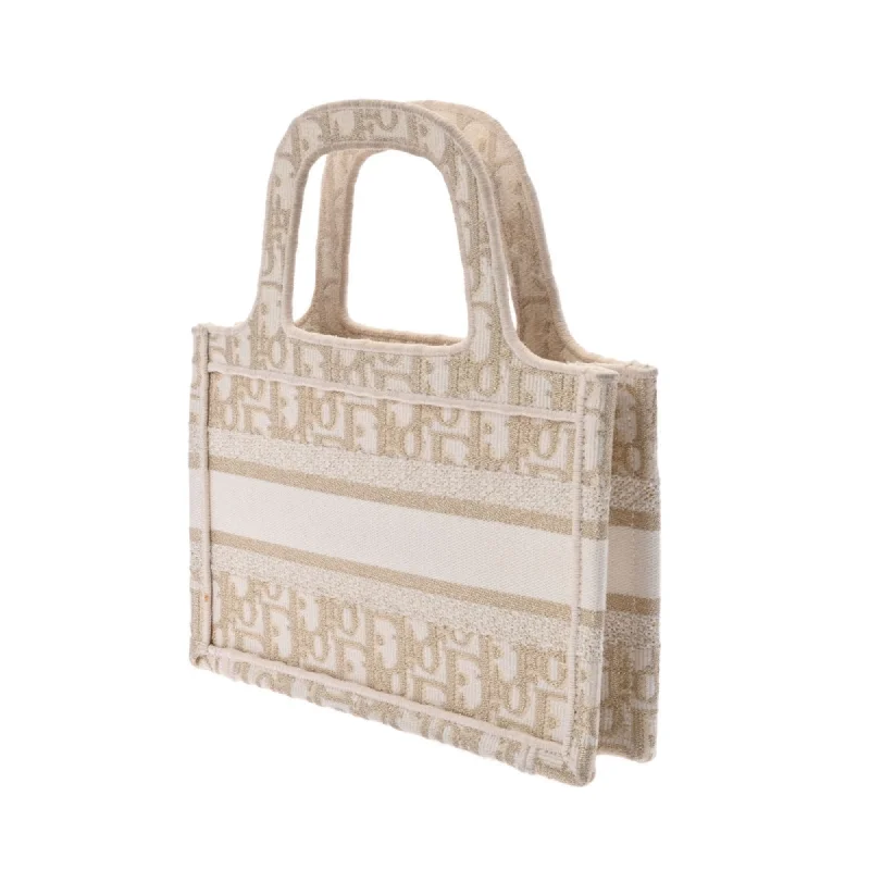 Luxury Christian Dior crossbody bags with a chain - link strapChristian Dior Book Tote Beige Gold Women's Jacquard Handbag