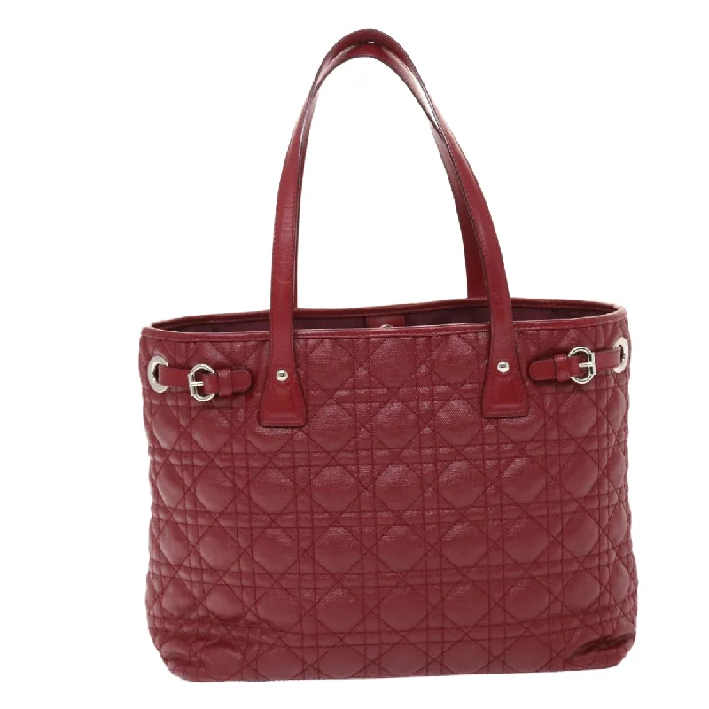 Christian Dior handbags with a snap - button closure and a decorative buckleCHRISTIAN DIOR Canage Panarea Hand Bag PVC Leather Red 01-BO-0130  49472