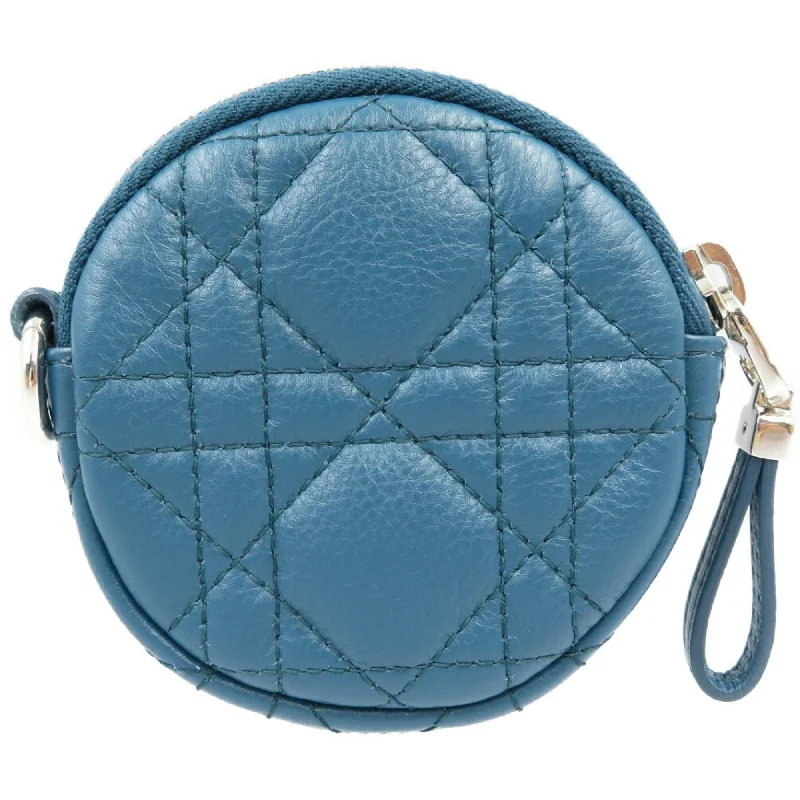 Trendsetting Christian Dior crossbody bags with a colorful strapCHRISTIAN DIOR Cannage Leather Blue Coin Case