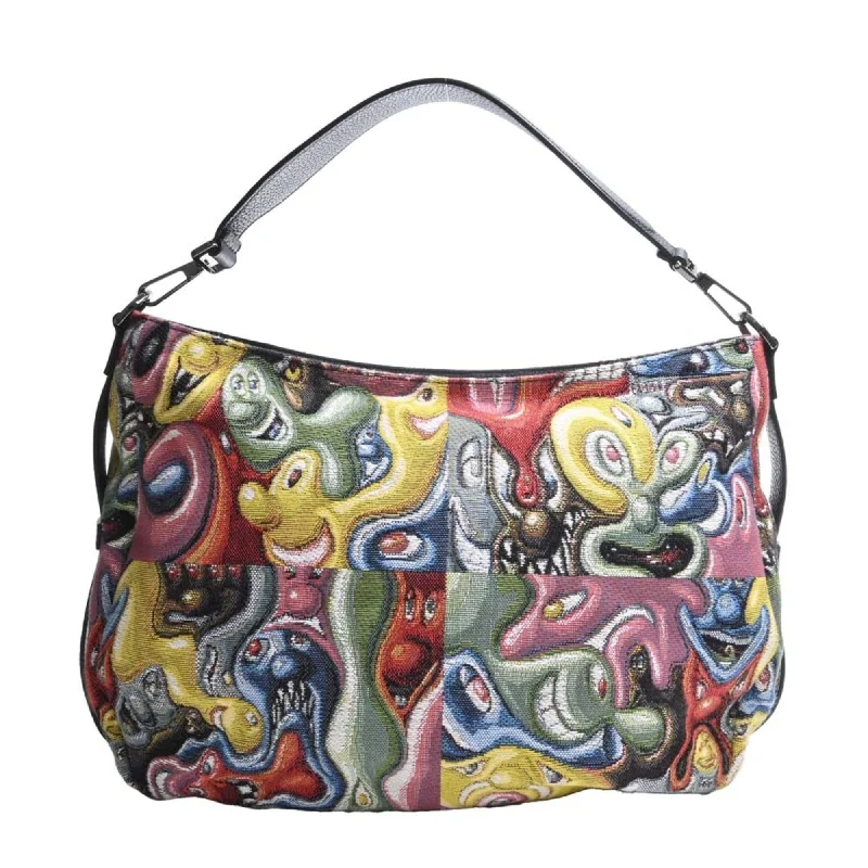 Luxury Christian Dior crossbody bags with a chain - link strapCHRISTIAN DIOR Canvas Saddle Shoulder Bag Kenny Scharf Collaboration Black Multicolor Women's