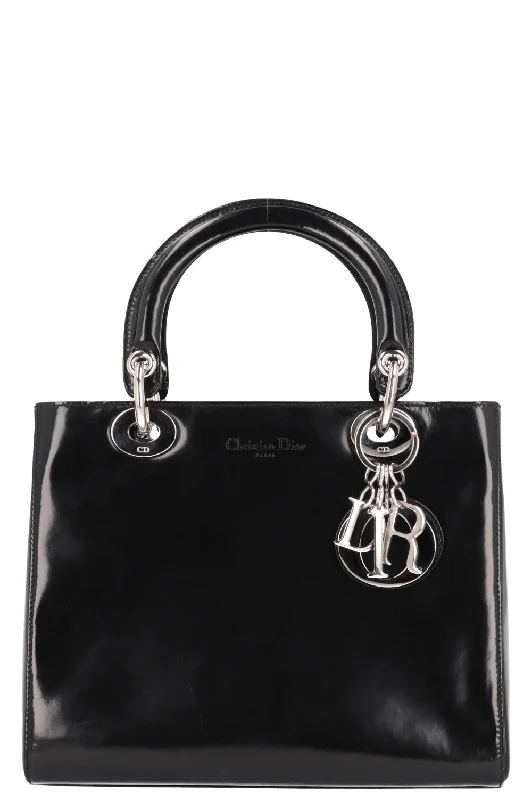 Christian Dior handbags with a back - pocket for quick storageCHRISTIAN DIOR Lady Dior Medium Spazzolato