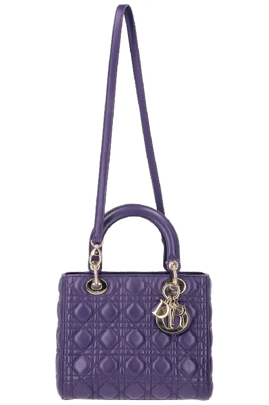 Christian Dior backpacks with a sleek, minimalist silhouetteCHRISTIAN DIOR Lady Dior Purple