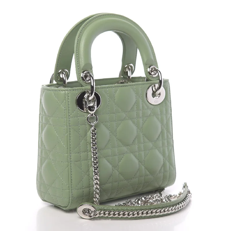 Christian Dior backpacks with a sleek, minimalist silhouetteCHRISTIAN DIOR Lambskin Mini Lady Dior Green