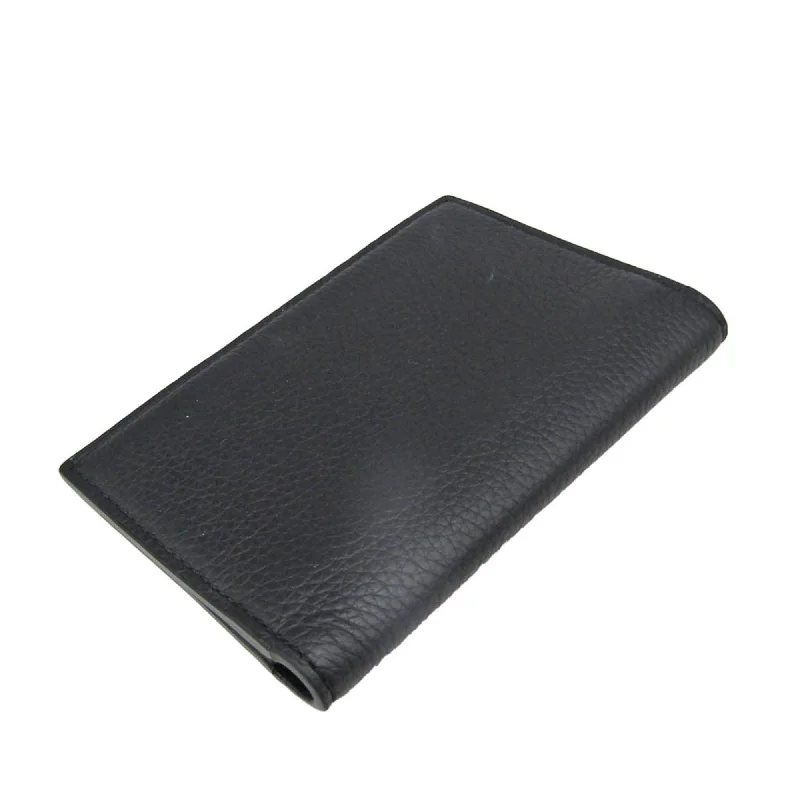 Christian Dior handbags with a back - pocket for quick storageCHRISTIAN DIOR Leather Card Case Black